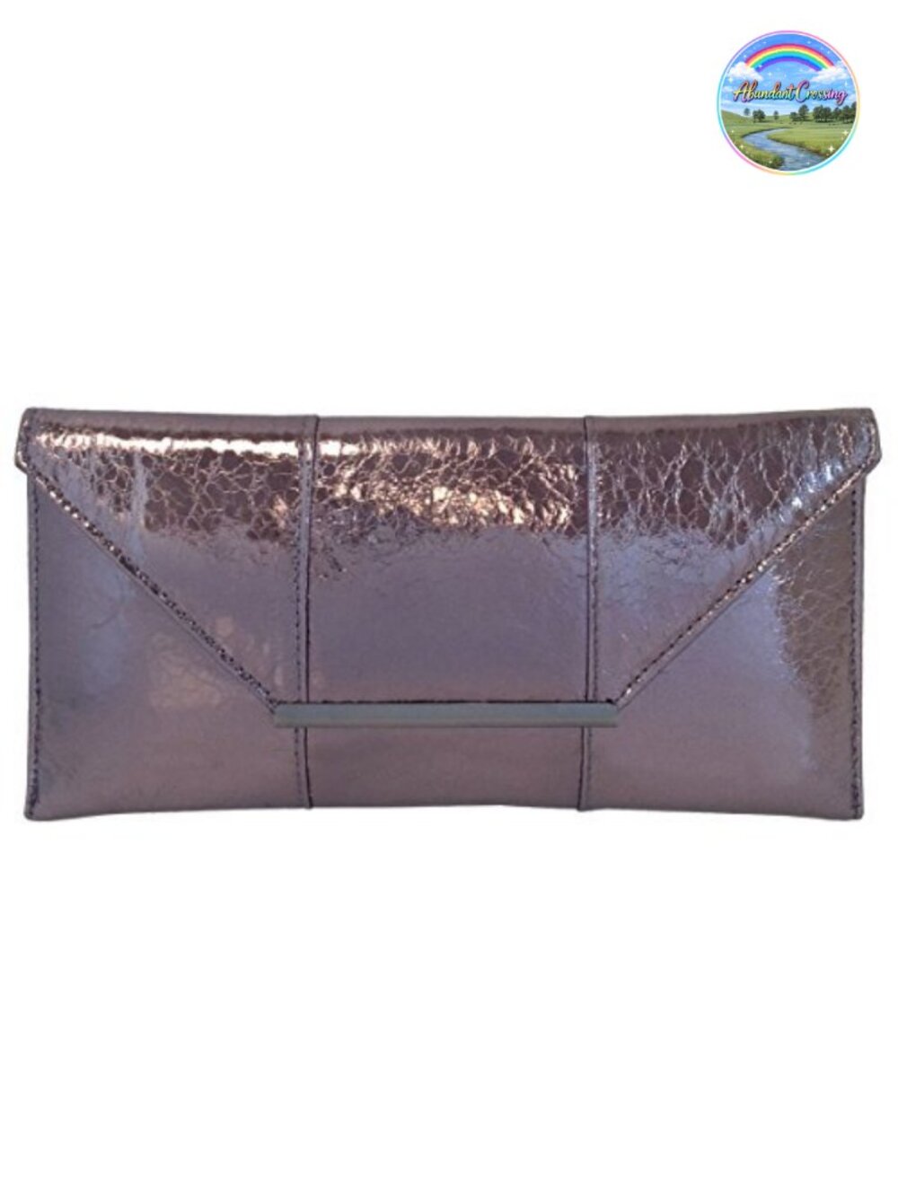 Metallic Synthetic Leather Clutch Purse Evening Bag with Crossbody Chain